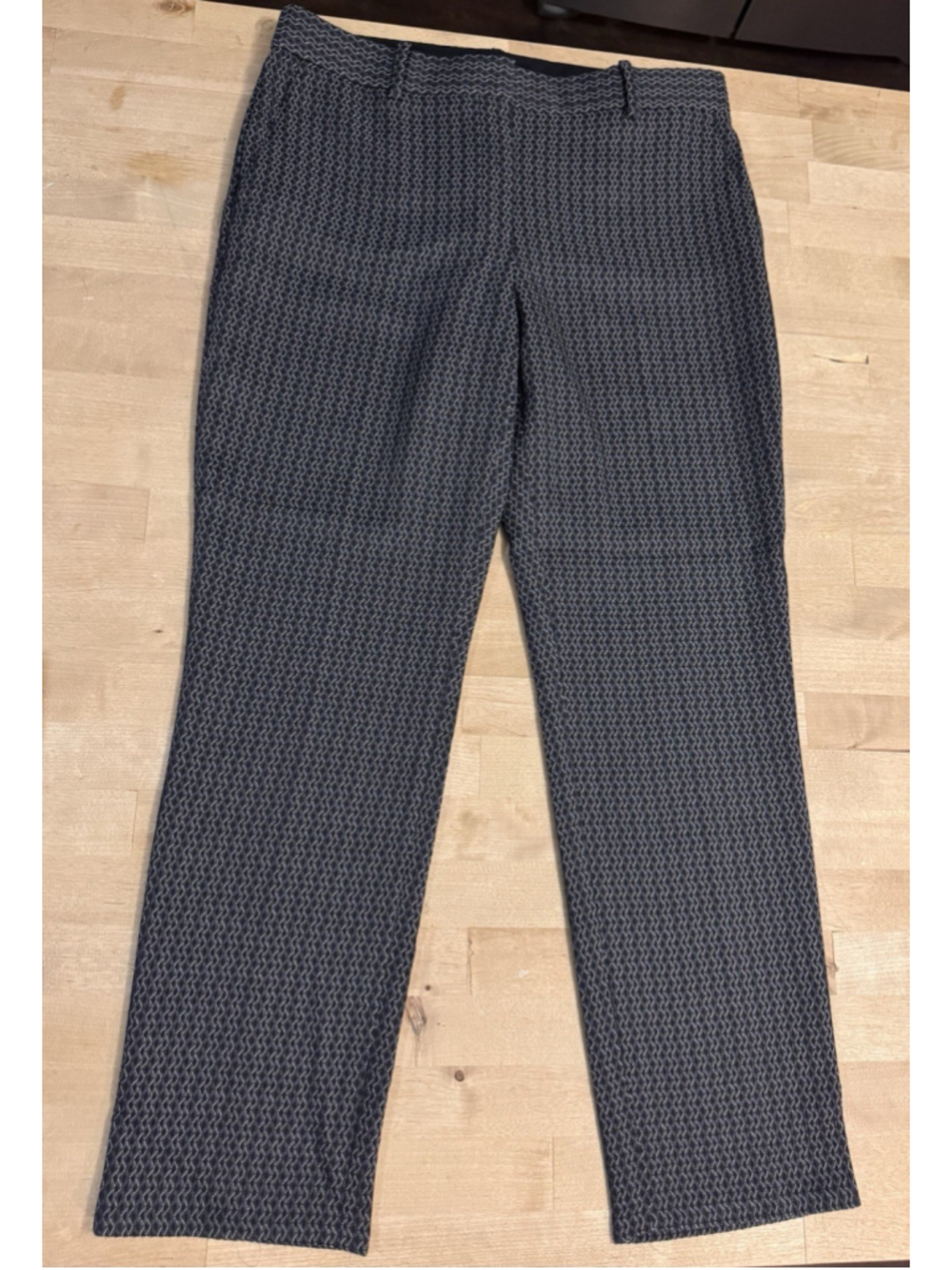 Theory Women’s Size 8 Jacquard Geometric Blue Gray Ankle Pants Business Casual